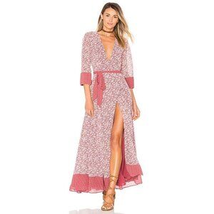 Tularosa Revolve Maxi Dress XS Jolene PinkFloral Wrap COTTAGECORE Girly Romantic